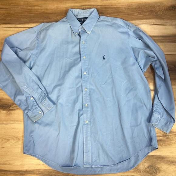 Ralph Lauren Mens Shirt XL Blake Button Down Blue Vintage Long Sleeve - Picture 2 of 9